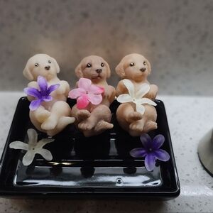 Hand Crafted Puppy Soap Set with Purple, Pink, and White Accents
